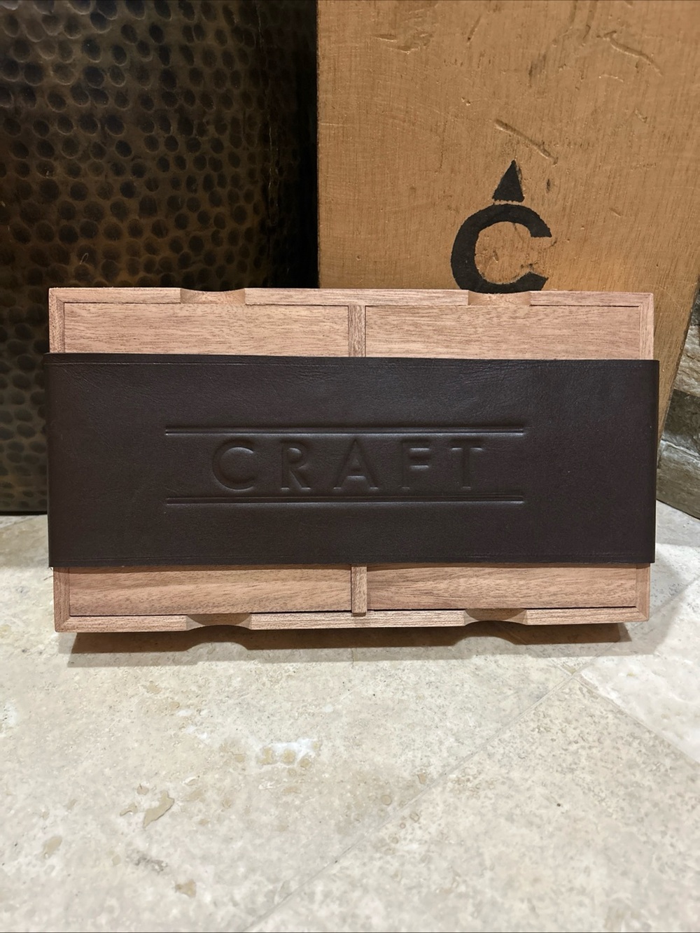 Empty ROMA CRAFT 2026 Cigar Box with  Embossed Leather Strap